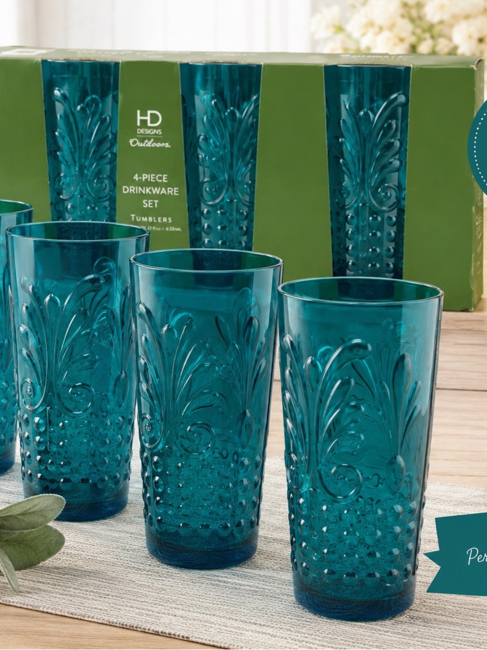 HD Designs Teal Drinkware Set